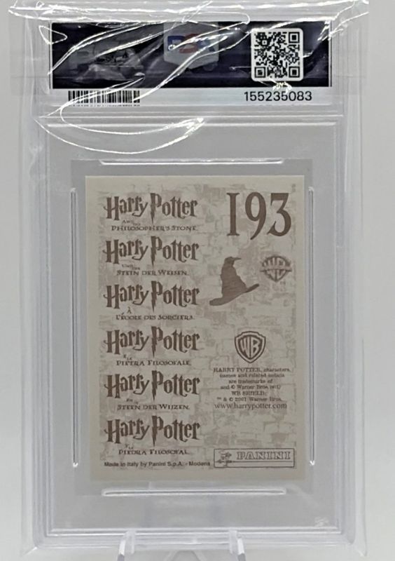 2001 Panini Harry Potter Philosopher’s Stone sticker, gold #193, PSA slab back